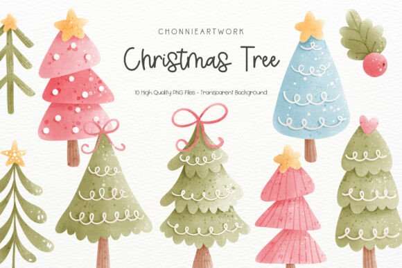 Download Watercolor Christmas Tree Clipart Bundle - Watercolor christmas Collection