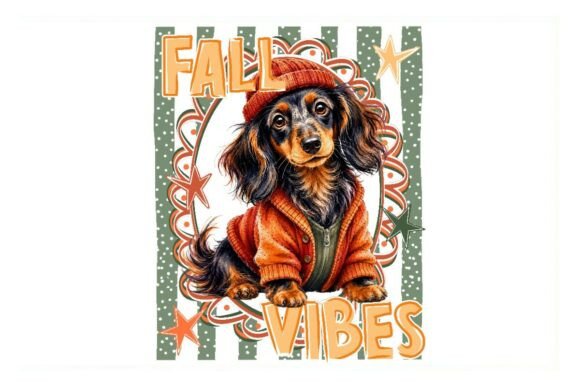 Download Fall Vibes Dachshund Dog Illustration - Fall Collection