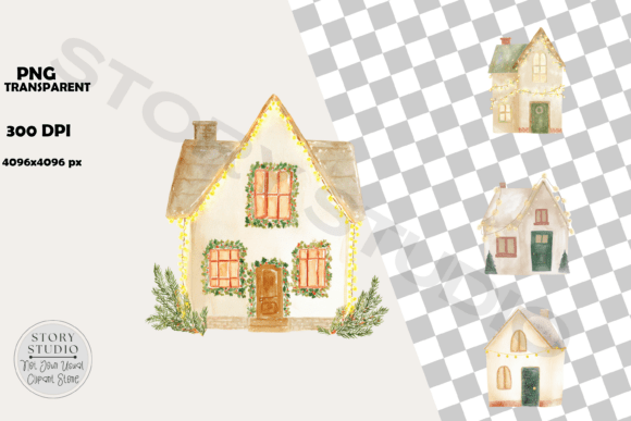 Download Watercolor Christmas House Clipart - Watercolor christmas Collection