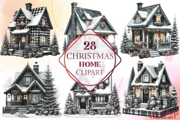 Download Watercolor Christmas Home Clipart - Watercolor christmas Collection