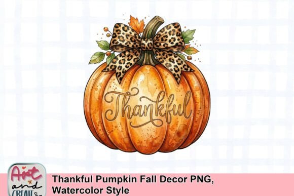 Download Thankful Pumpkin Fall Decor PNG, Watercolor Style - Fall Collection