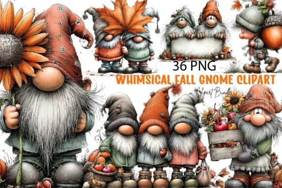 Download Whimsical Fall Gnome Clipart - Fall Collection