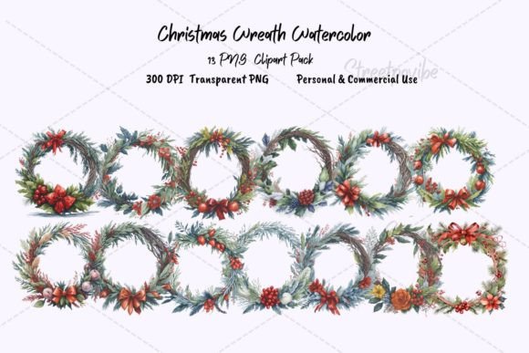 Download Christmas Wreath Watercolor Clipart PNG - Christmas wreath watercolor Collection