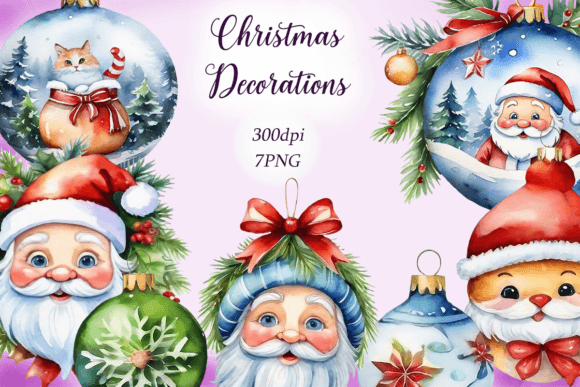 Download Watercolor Christmas Decorations Clipart - Watercolor christmas Collection