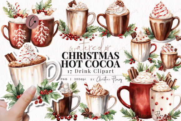 Download Watercolor Christmas Hot Cocoa Clipart - Watercolor christmas Collection