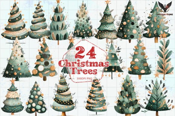 Download Watercolor Christmas Trees Clipart PNG - Watercolor christmas Collection