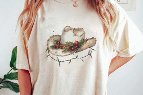 Download Watercolor Christmas Cowboy Hat Desi Png - Watercolor christmas Collection