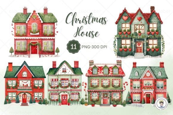 Download Watercolor Christmas House Clipart - Watercolor christmas Collection
