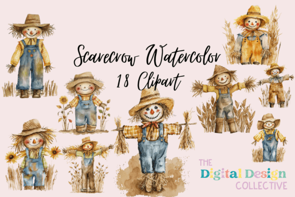 Download Watercolor Fall Scarecrow Clipart - Fall Collection