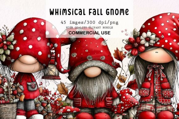 Download Whimsical Fall Gnome Clipart - Fall Collection