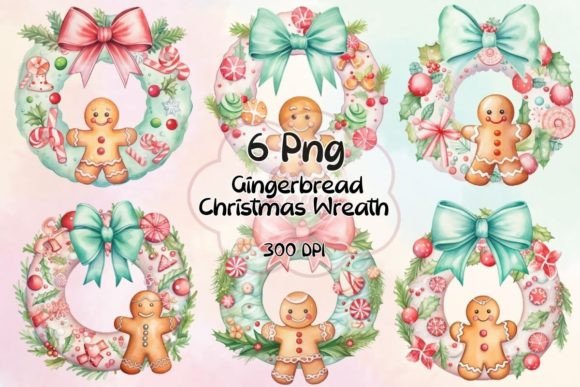Download Gingerbread Christmas Wreath Watercolor - Premium Resources