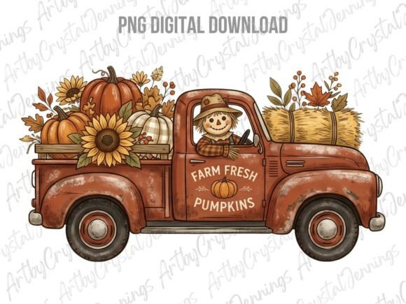 Download Fall Farm Fresh Pumpkins Truck PNG - Fall Collection