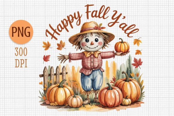Download Happy Fall Y’all Scarecrow Clipart PNG - Fall Collection