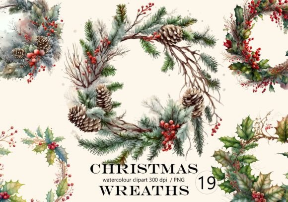 Download Christmas Wreath Watercolour Clipart, - Premium Resources