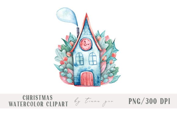 Download Watercolor Christmas House Sublimation - Watercolor christmas Collection