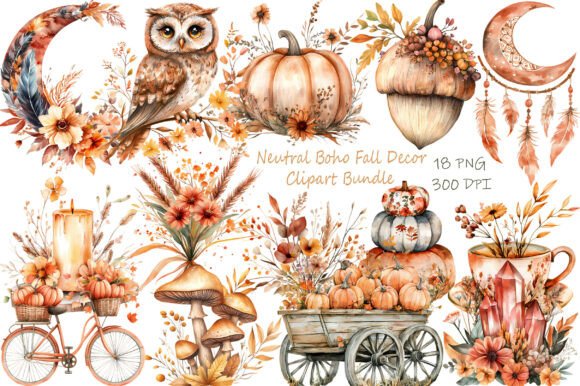 Download Neutral Boho Fall Decor Watercolor - Fall Collection