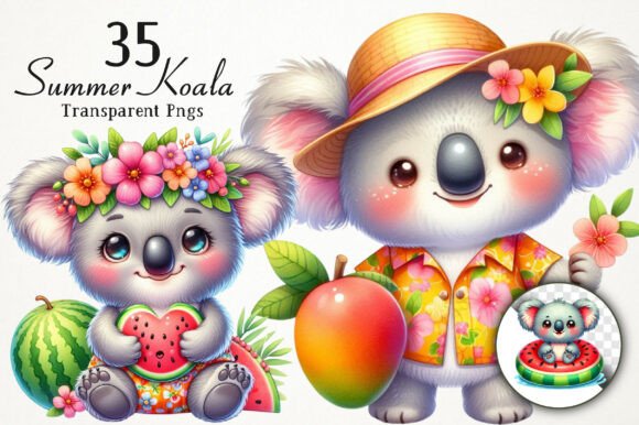 Download Cute Summer Koala PNG Clipart - Koala Collection