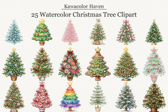 Download Watercolor Christmas Tree Clipart - Watercolor christmas Collection