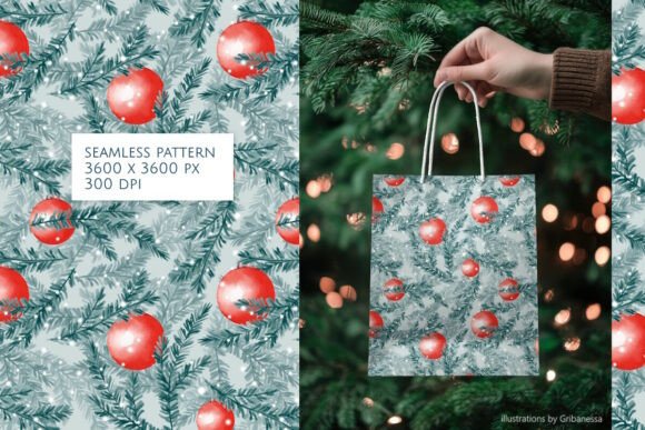 Download Watercolor Christmas Ornaments Pattern - Watercolor christmas Collection