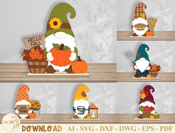 Download Fall Gnome Table Decor SVG Bundle - Fall Collection