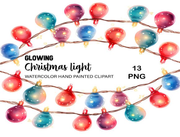 Download Watercolor Christmas Lights Clipart PNG - Watercolor christmas Collection