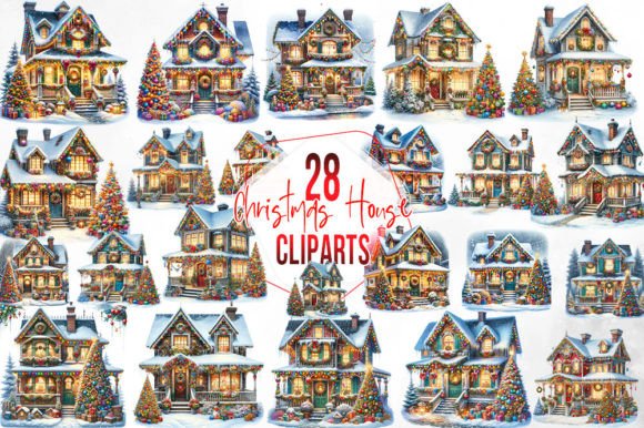 Download Watercolor Christmas House Clipart - Watercolor christmas Collection