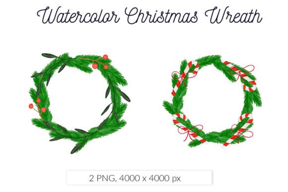Download Christmas Wreath Watercolor Candy Berry - Premium Resources
