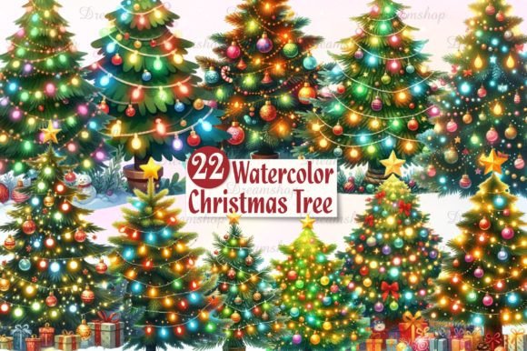 Download Watercolor Christmas Tree Clipart - Watercolor christmas Collection