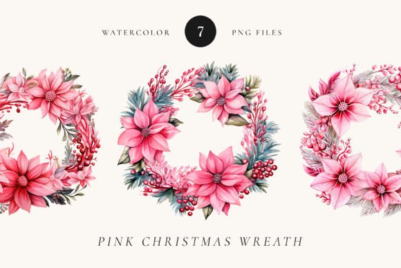 Download Pink Christmas Wreath Watercolor - Premium Resources