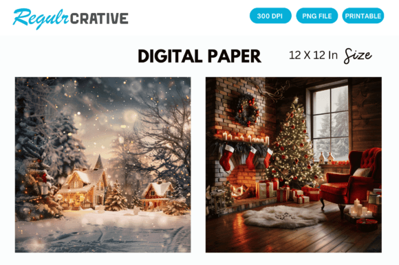 Download Watercolor Christmas Home Digital Paper - Watercolor christmas Collection