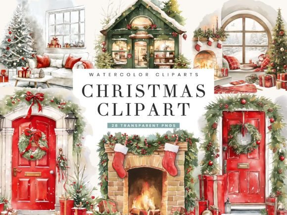 Download Watercolor Christmas Clipart Bundle - Watercolor christmas Collection