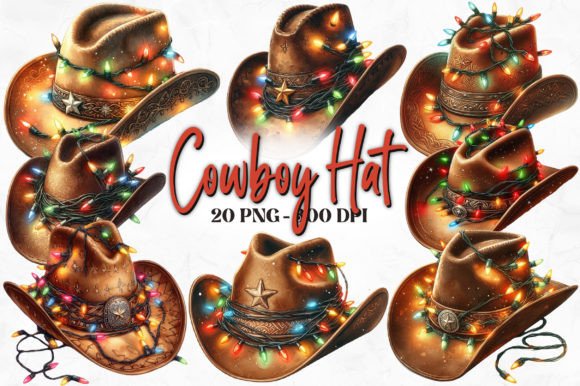 Download Watercolor Christmas Cowboy Hat Clipart - Watercolor christmas Collection
