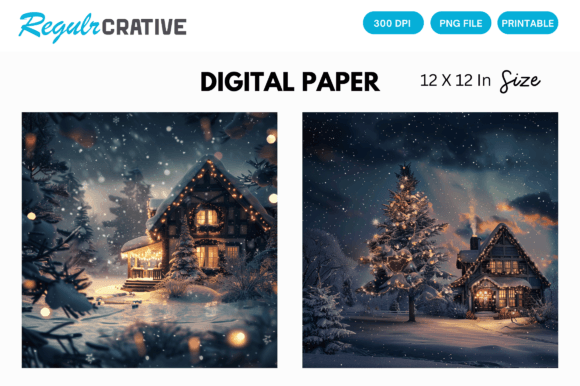 Download Watercolor Christmas Home Digital Paper - Watercolor christmas Collection