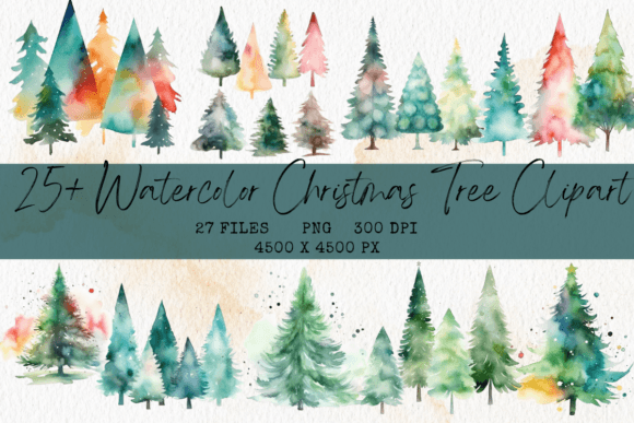 Download Watercolor Christmas Tree Clipart - Watercolor christmas Collection