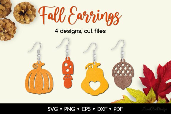 Download 4 Autumn Earrings SVG, Fall Pendant - Fall Collection