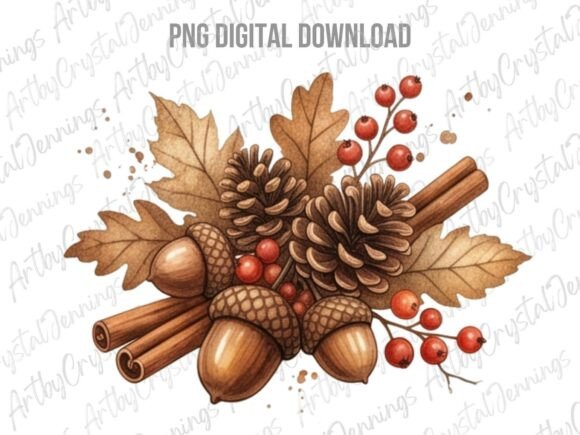 Download Autumn Fall Pinecone Acorn Clipart PNG - Fall Collection