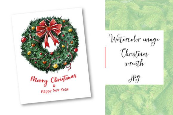 Download Postcard, Christmas Wreath, Watercolor - Premium Resources