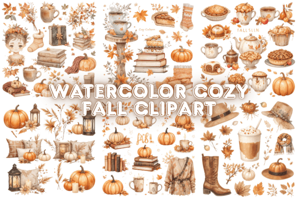 Download Watercolor Cozy Fall Clipart - Fall Collection
