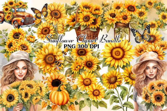 Download Fall Sunflower Watercolor Clipart Bundle - Fall Collection